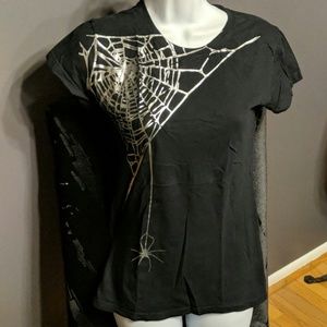 LOL Vintage Foil Spider Web Babydoll Tshirt